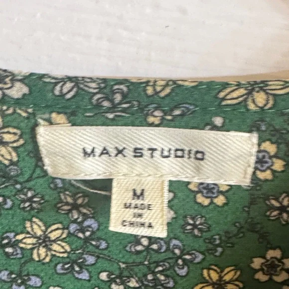 Max Studio Dark Green Floral Midi Dress - Picture 2 of 4